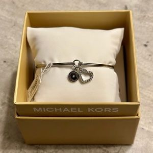 NWT Michael Kors Heart Bangle Cuff, Silver
